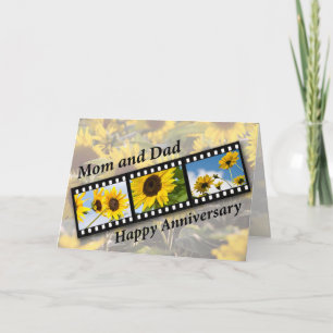 Tarjeta Mamá y papá, aniversario de caída del girasol