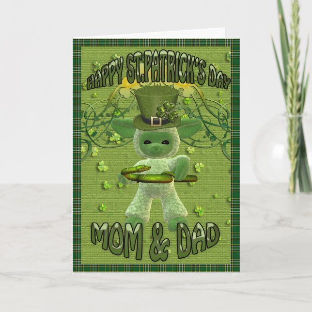 Tarjeta Mamá y papá del día de St Patrick feliz (Anverso)
