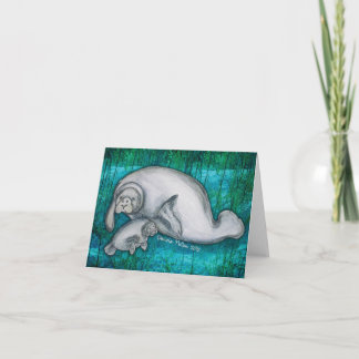 Tarjeta Mamá y perrito Notecard del Manatee
