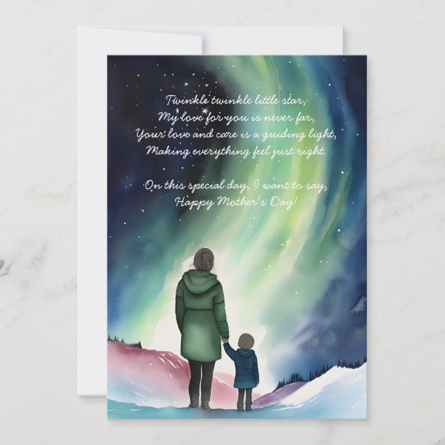 Tarjeta Mamá y yo bajo las estrellas | Día de la Madre (Anverso)