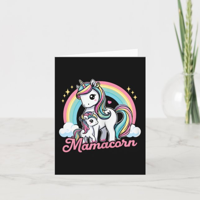 Tarjeta Mamacorn - Divertido unicornio disfraz de mamá mad (Anverso)