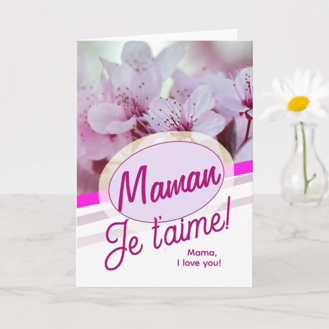 Tarjeta Maman Je T'aime de francés para madres (Planta pequeña)