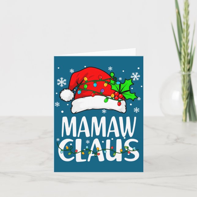 Tarjeta Mamaw Claus Christmas Lights Pajama Family Matchin (Anverso)
