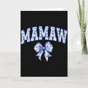 Tarjeta Mamaw Coquette Toile Lazo Azul Floral Familia Comb
