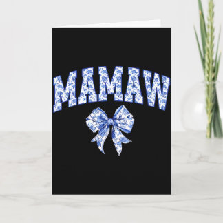 Tarjeta Mamaw Coquette Toile Lazo Azul Floral Familia Comb