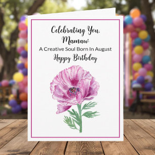 Tarjeta Mamaw Happy August Birday Poppy