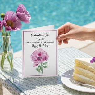 Tarjeta Mami Feliz Cumpleaños de Agosto Amapola Púrpura
