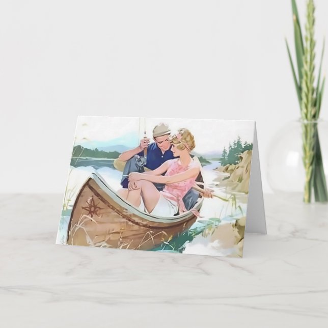 Tarjeta Man fishing with his girlfriend (Anverso)