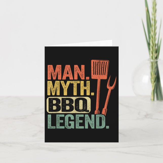 Tarjeta Man Myth Bbq Legend Barbecuing Dad Grillfat (Anverso)