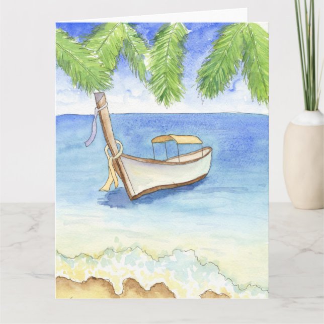 Tarjeta Mañana en Bali Watercolor (Anverso)