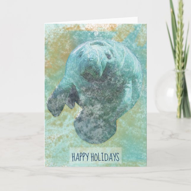 Tarjeta Manatee Happy Holidays (Anverso)