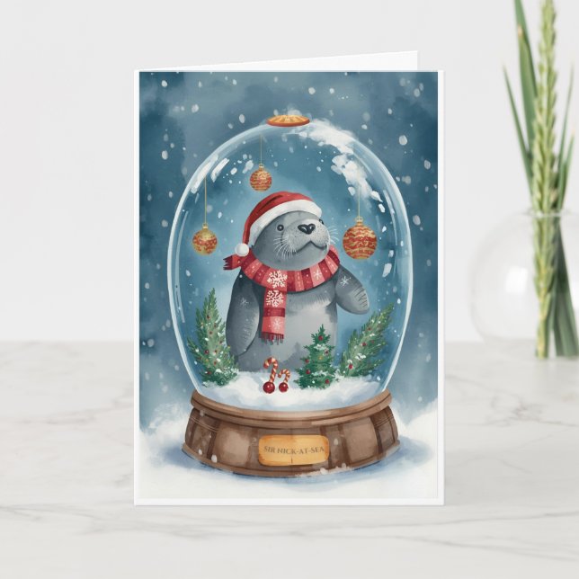 Tarjeta Manatee Merry Christmas (Anverso)