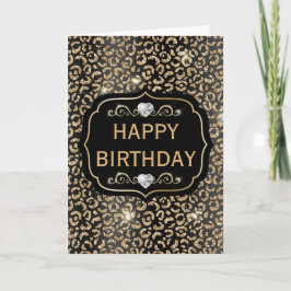 Tarjeta Mancha de leopardo brillante negra y dorada elegan