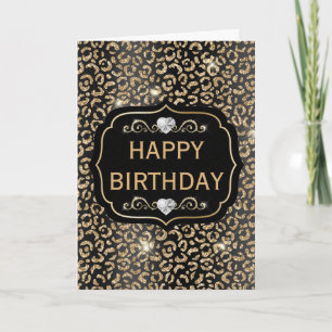 Tarjeta Mancha de leopardo brillante negra y dorada elegan