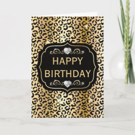 Tarjeta Manchas de leopardo elegantes con brillo negro y d