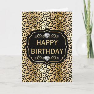 Tarjeta Manchas de leopardo elegantes con brillo negro y d