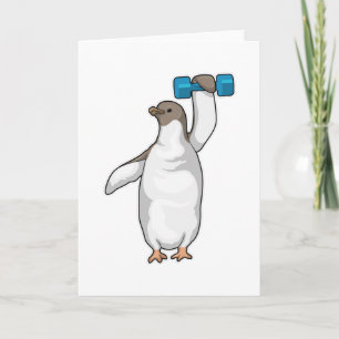 Tarjeta Mancuerna de Fitness de Pingüino