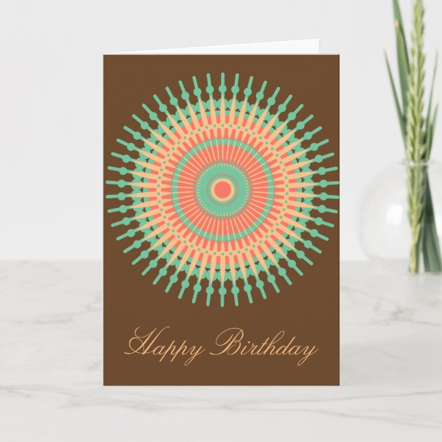 Tarjeta Mandala cumpleaños de diseño indio (Anverso)