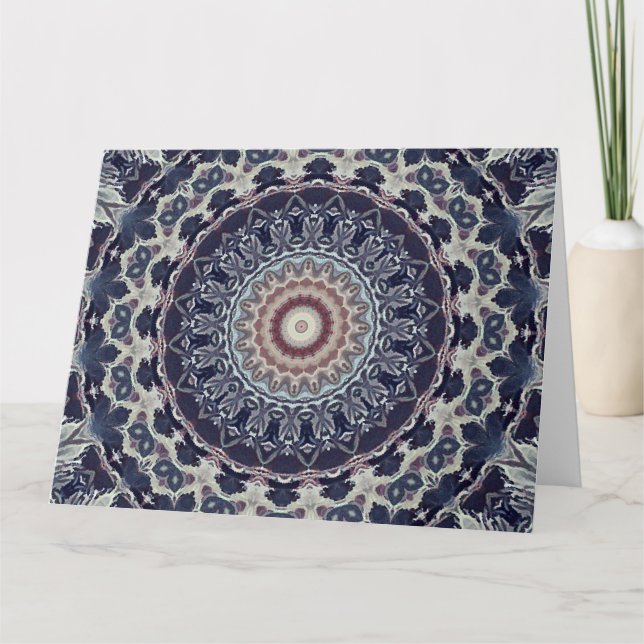 Tarjeta Mandala de círculo redondo geométrico abstracto y  (Anverso)