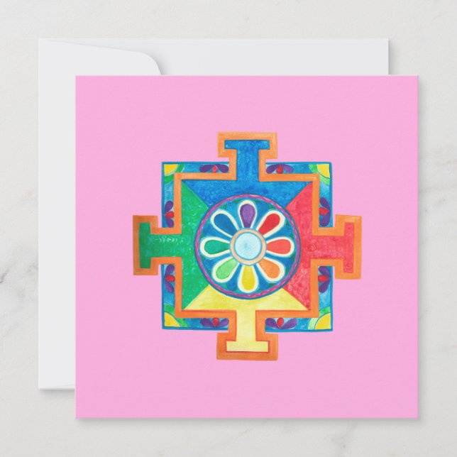 Tarjeta Mandala de la creación acuarela (Anverso)