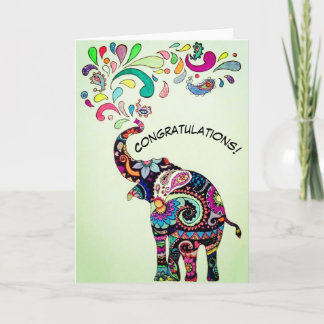 Tarjeta Mandala Elephant congratulations card