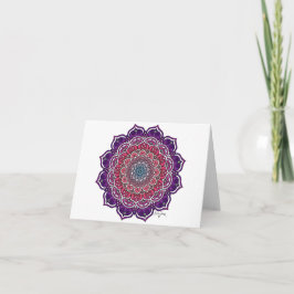 Tarjeta Mandala floral morado-rosada