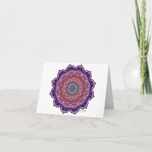 Tarjeta Mandala floral morado-rosada