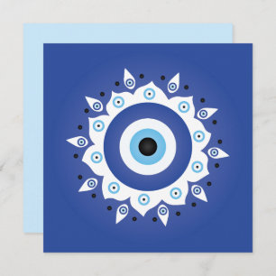 Tarjeta Mandala griega malvado Ojo Azul Blanco