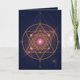 Tarjeta Mandala Luminoso de Armonía Dorada