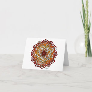 Tarjeta Mandala naranja y marrón espiral y floral