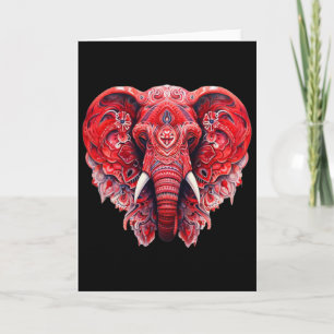 Tarjeta Mandala Rojo Aart Elefante Tril Yoga Gráfico 
