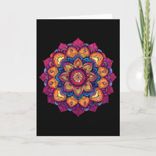 Tarjeta Mandalas de Geometría Sagrada Colorida Loto Yoga