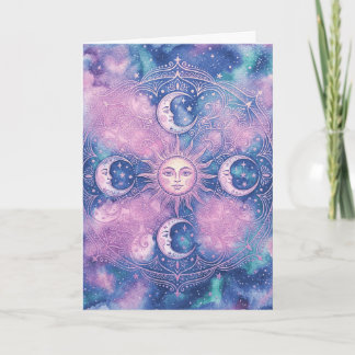 Tarjeta Mandalas del Sol y la Luna Celestiales Galaxia Neb