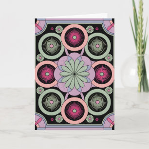 Tarjeta Mandalas geométricos flor pastel