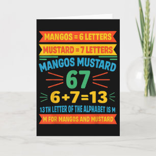 Tarjeta Mangos Mostaza 67 Camiseta Código de alfabeto dive