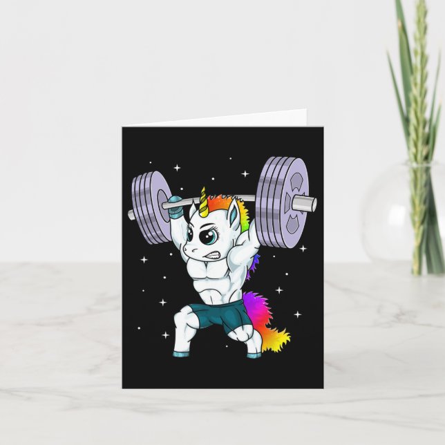 Tarjeta Manly Unicorn Bodybuilding Muscle Funny Workout Gy (Anverso)