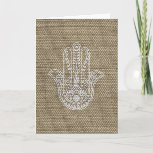 Tarjeta Mano de HAMSA del amuleto del símbolo de Fátima (Anverso)
