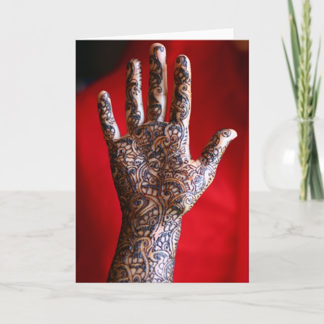 Tarjeta Mano de la alheña de Mehndi (Anverso)