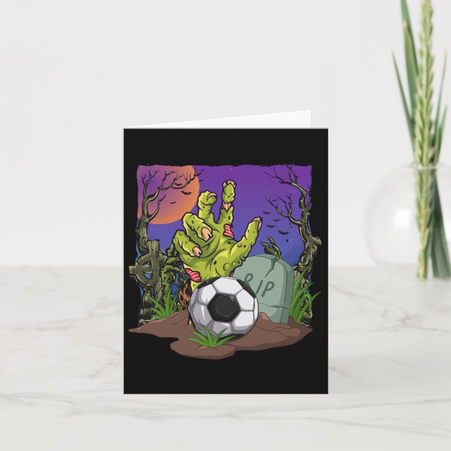 Tarjeta Mano de Zombie Divertida &amp; Pelota de Fútbol Fe (Anverso)