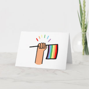 Tarjeta Mano dibujada ondeando una bandera arco iris