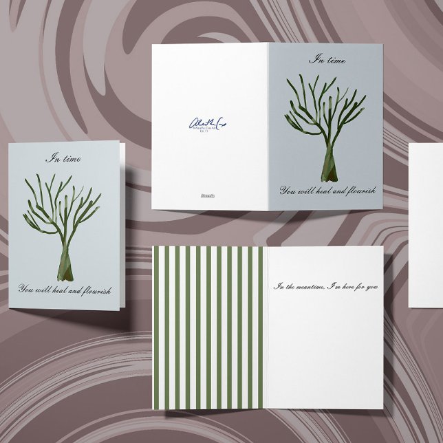 Tarjeta Mano verde dibujada al desnudo árbol de corazón (Subido por el creador)