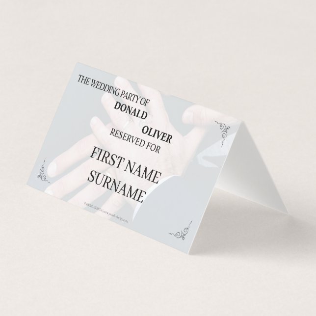 Tarjeta Manos de una pareja Boda gay con anillos (Anverso)