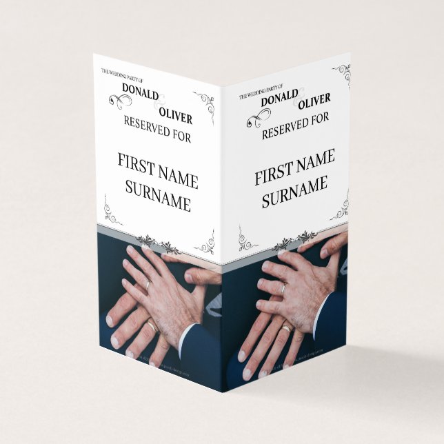 Tarjeta Manos de una pareja Boda gay con anillos (Exterior)