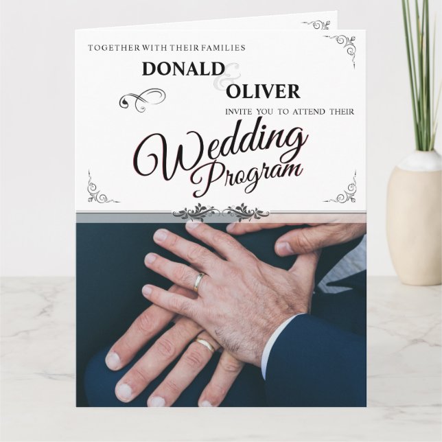 Tarjeta Manos De Una Pareja Boda Gay Con Anillos V 2.0 (Anverso)