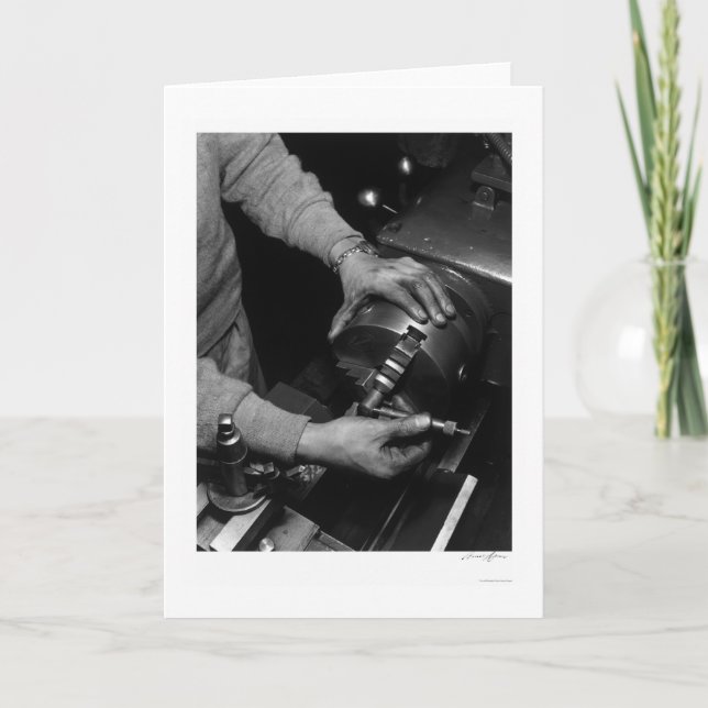 Tarjeta Manos del trabajador 1943 del torno (Anverso)