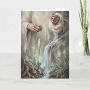 Tarjeta Manos Místicas Girando Raíces de Agua de Primavera