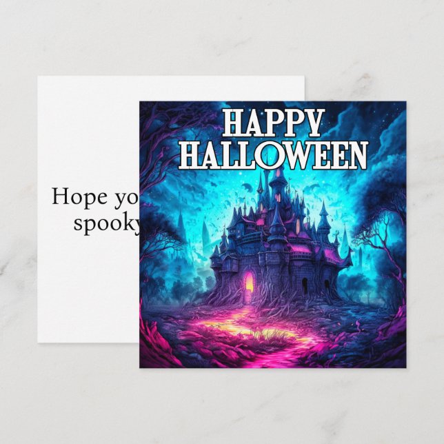 Tarjeta Mansión de Halloween siniestra (Anverso / Reverso)