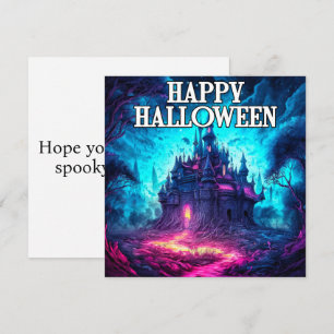 Tarjeta Mansión de Halloween siniestra