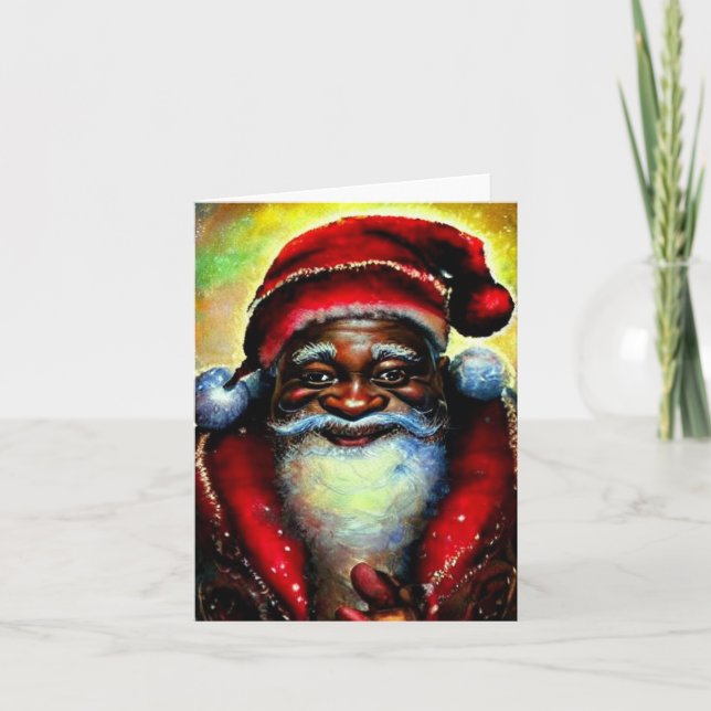 Tarjeta Manta de Navidad de Santa Claus Negro (Anverso)