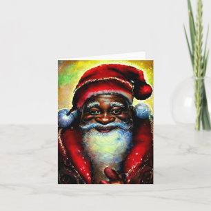Tarjeta Manta de Navidad de Santa Claus Negro
